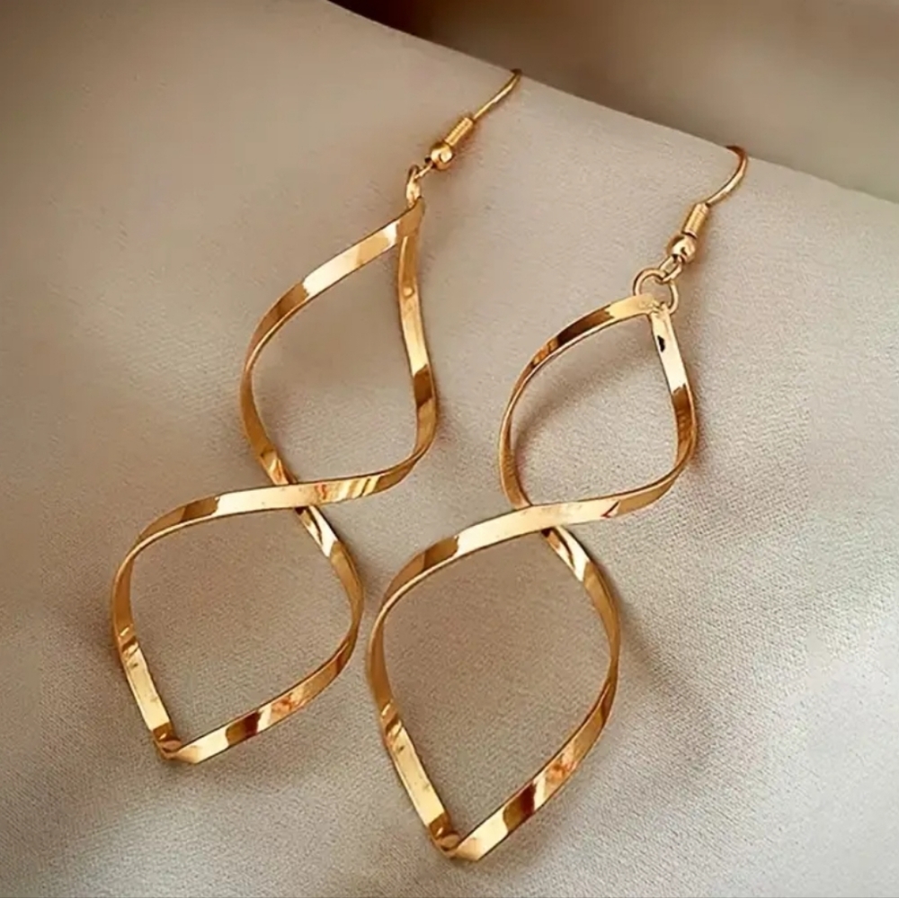 Boho Gypsy Sisters Gold Twisted Drop Earrings